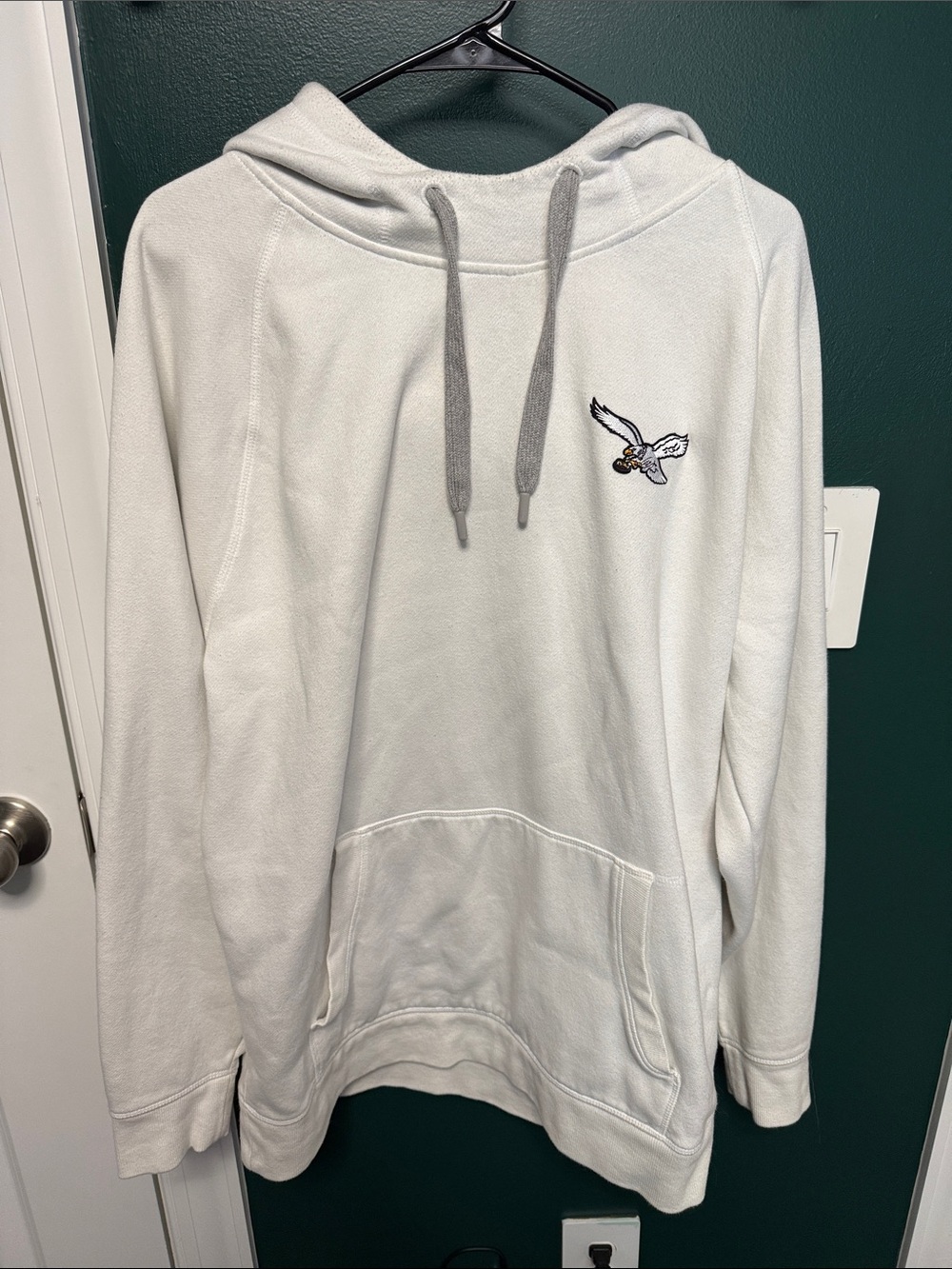 Eagles Antigua White  Hoodie with throwback logo Embroidery